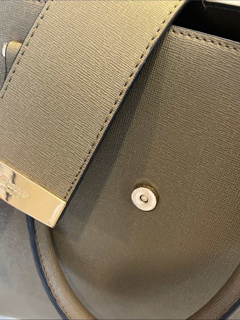Dune London Olive Green Saffiano Satchel with Detachable Strap - Picture 9 of 11